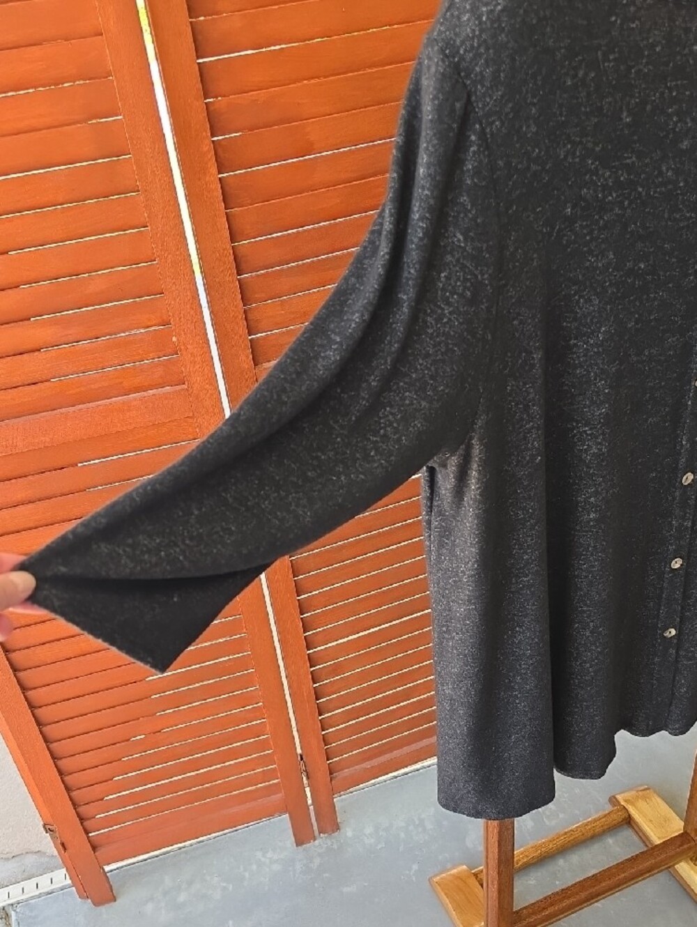 NWT- Kim & Cami Charcoal Heather Rounded Neckline Tunic Top - 3/4 Sleeves